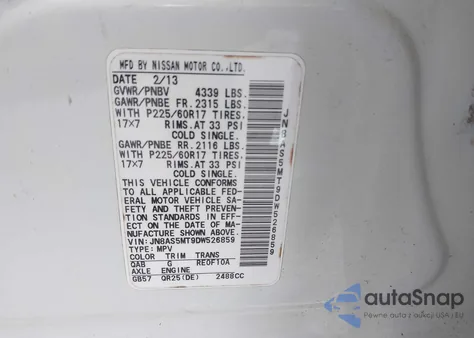 2013 Nissan Rogue Sv from USA, damaged, VIN JN8AS5MT9DW526859